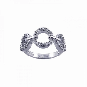 Silver 925 Rhodium Plated CZ 3 Open Circle Ring - STR00602