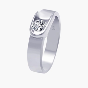 Silver 925 Rhodium Plated CZ Belt Buckle Ring - AAR0026