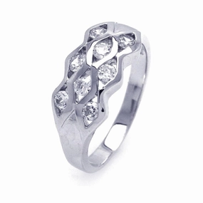 Silver 925 Rhodium Plated CZ Eyelet Ring - AAR0050