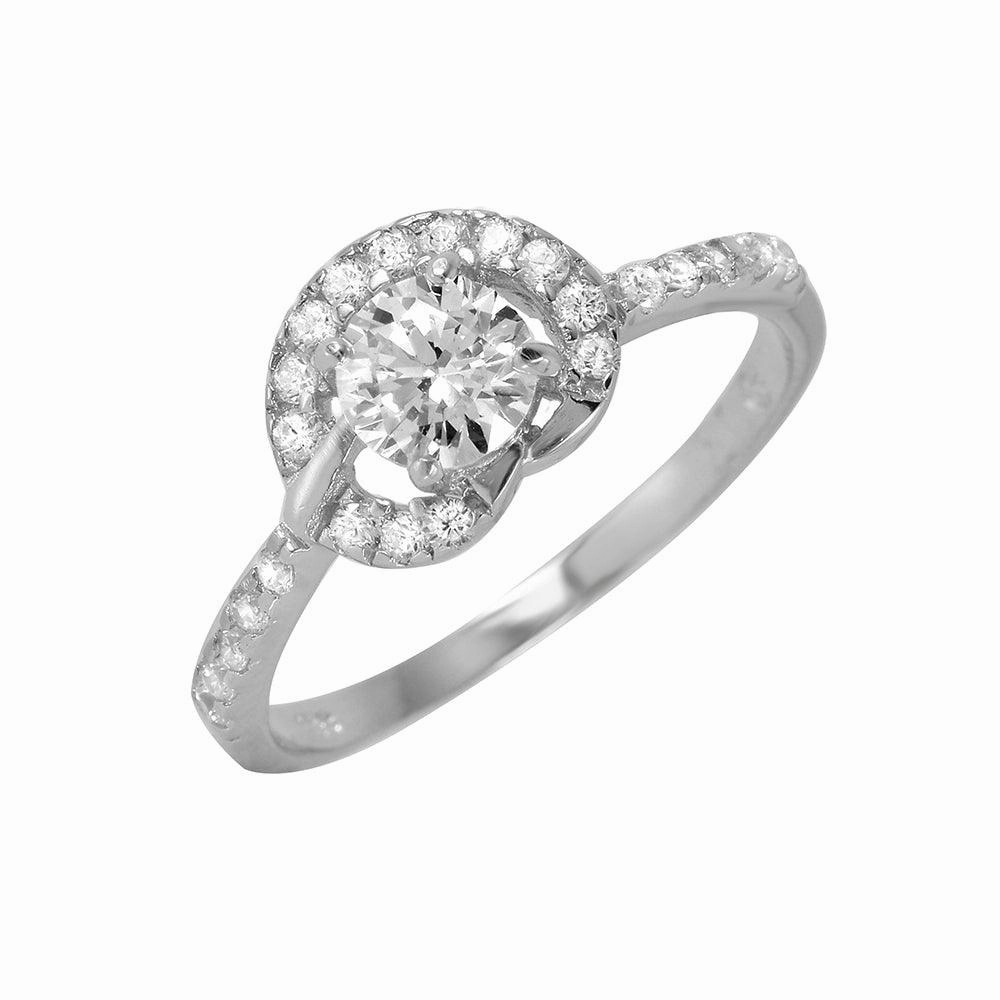 Silver 925 Rhodium Plated CZ Ring - BGR00957