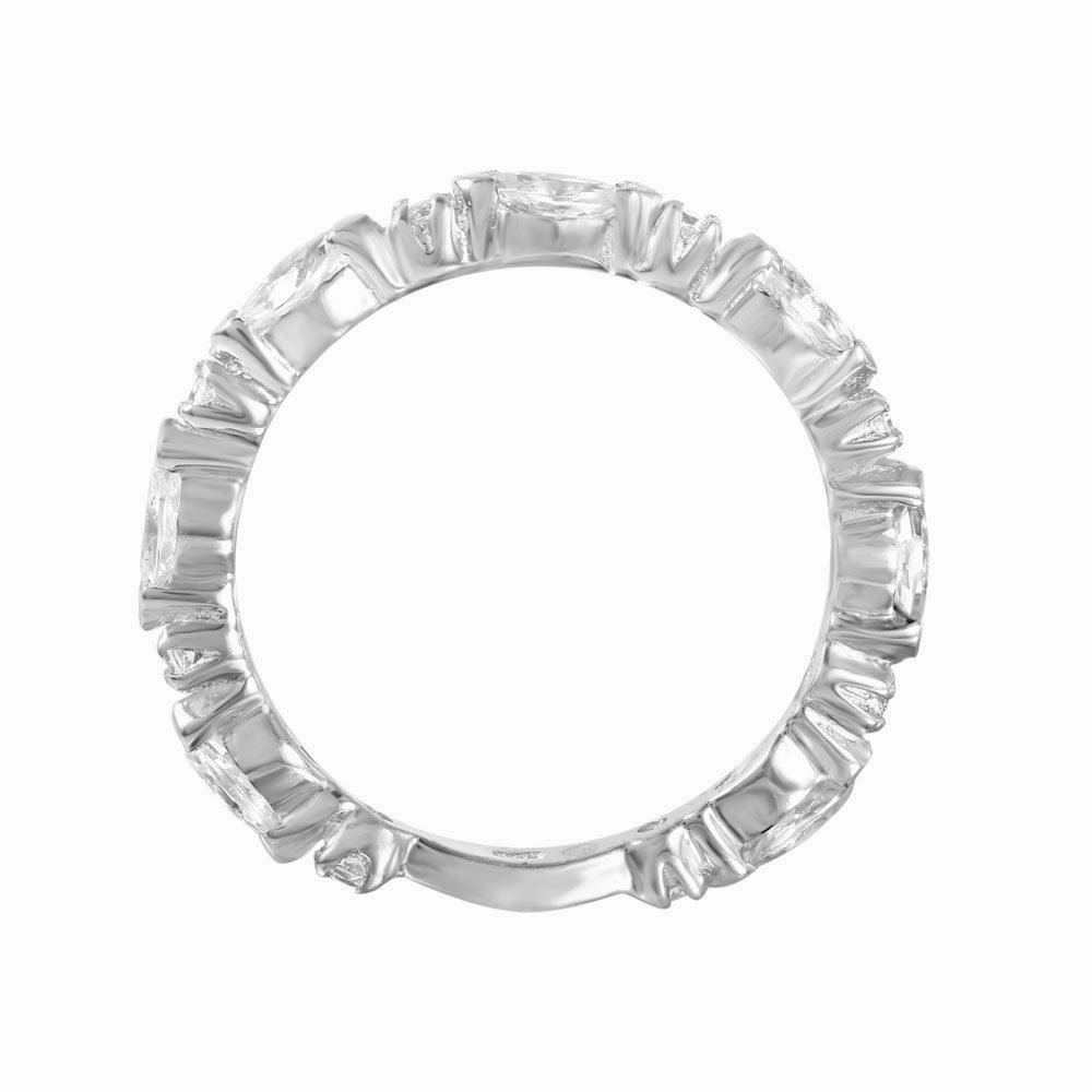 Silver 925 Rhodium Plated CZ Stackable Ring - STR00095