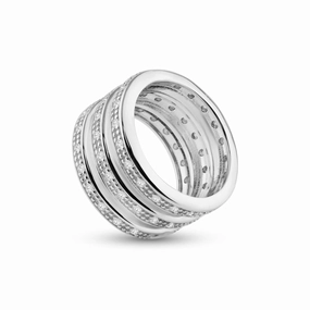Silver 925 Rhodium Plated CZ Thick Channel Ring - STR00548