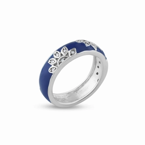 Silver 925 Rhodium Plated Flower Band Ring - STR00520