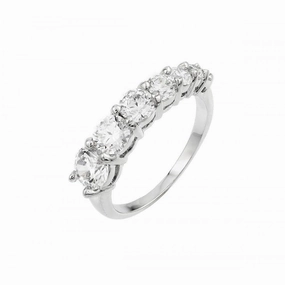 Silver 925 Rhodium Plated Graduated CZ Ring - BGR00859