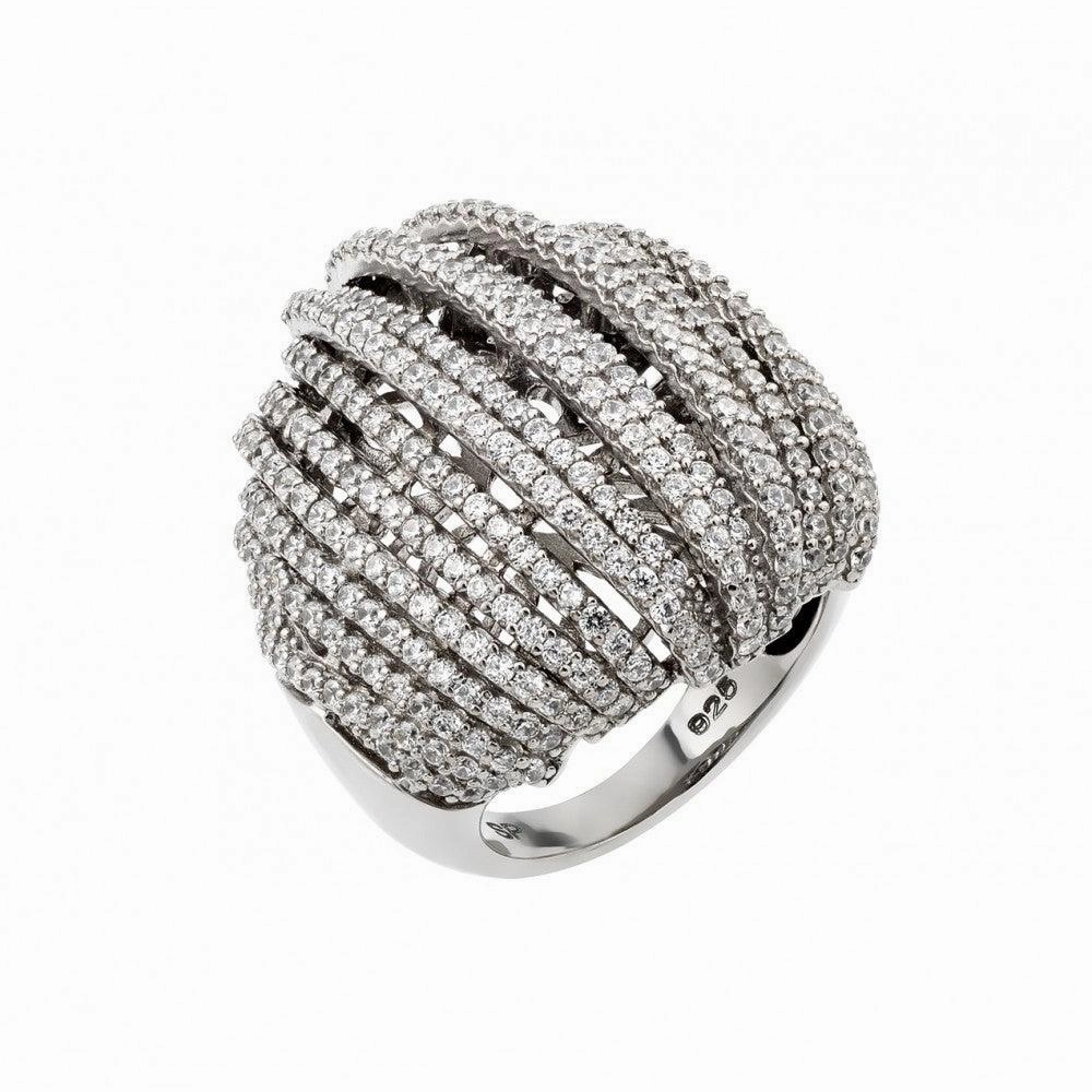 Silver 925 Rhodium Plated Micro Pave CZ Ring - GMR00018