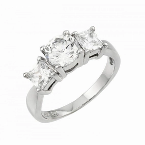 Silver 925 Rhodium Plated Past Present Future CZ Ring - BGR00872