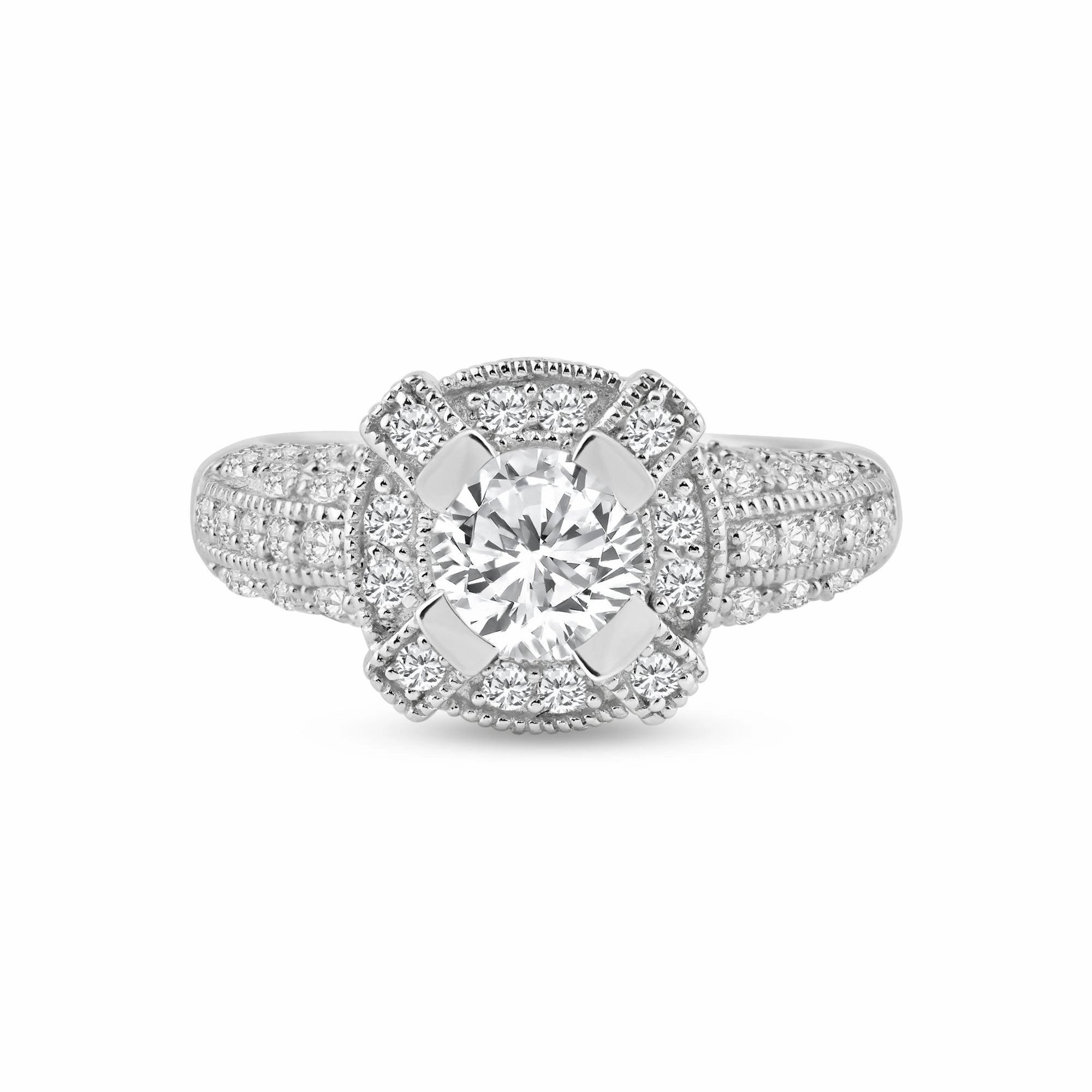 Silver 925 Rhodium Plated Pave CZ Ring - ACR00017