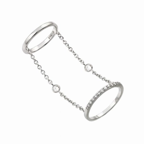 Silver 925 Rhodium Plated Small Round CZ Slave Wire Ring - STR01011