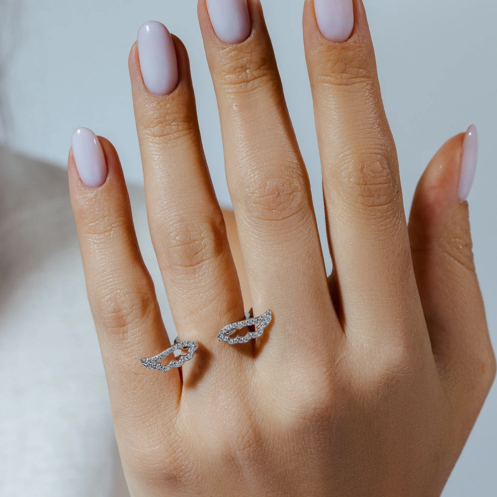 Silver 925 Rhodium Plated Wings Ring - STR01021