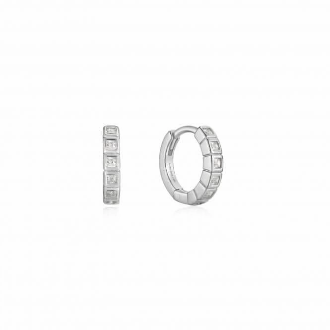 Silver Glam Huggie Hoop Earrings E037-05H