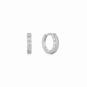 Silver Glam Huggie Hoop Earrings E037-05H