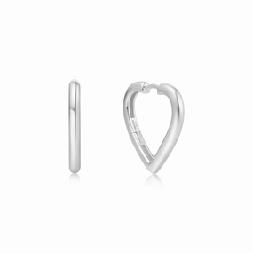Silver Medium Heart Hoop Earrings E064-03H