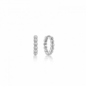 Silver Orb Huggie Hoop Earrings E045-03H