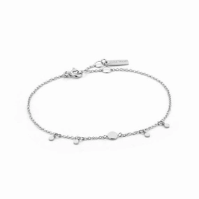 Silver Rhodium Plated Geometry Drop Discs Bracelet B005-03H