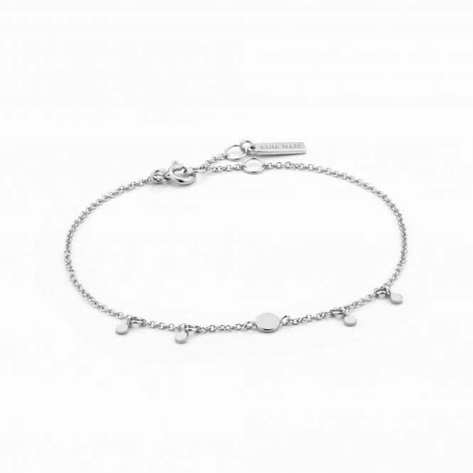 Silver Rhodium Plated Geometry Drop Discs Bracelet B005-03H