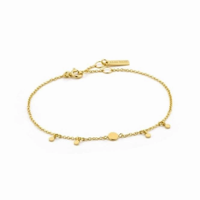 Silver Shiny Gold Plated Geometry Drop Discs Bracelet B005-03G