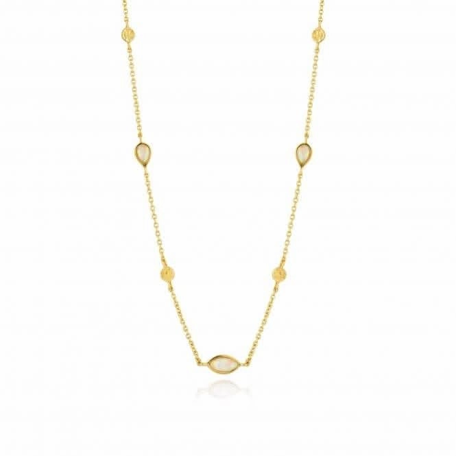 Silver Shiny Gold Plated Opal Colour Necklace N014-04G