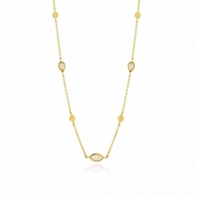 Silver Shiny Gold Plated Opal Colour Necklace N014-04G