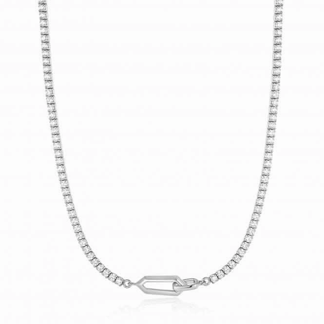 Silver Sparkle Chain Interlock Necklace N041-03H-W