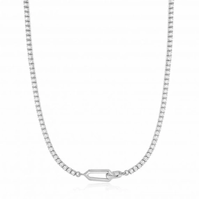 Silver Sparkle Chain Interlock Necklace N041-03H-W