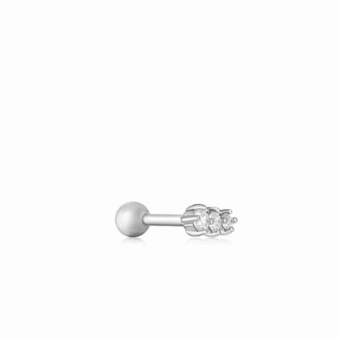 Silver Sparkle Crawler Barbell Single Earring E035-09H