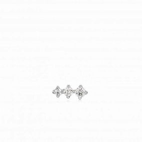 Silver Sparkle Crawler Barbell Single Earring E035-09H