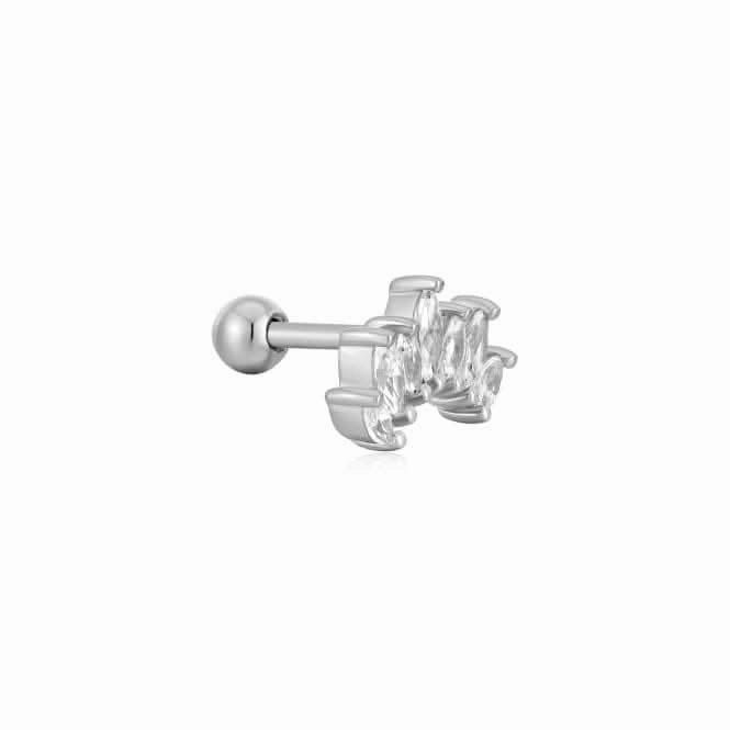 Silver Sparkle Marquise Climber Barbell Single Earring E047-08H