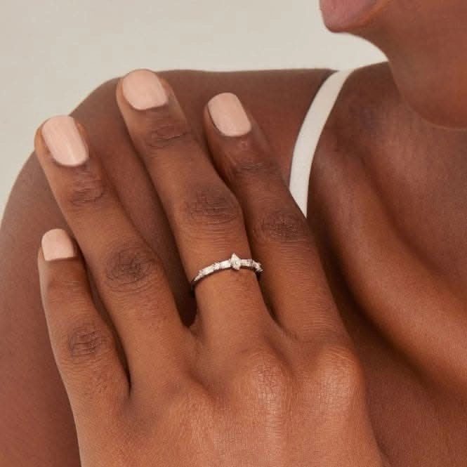Silver Sparkle Multi Stone Band Ring R041-01H-W