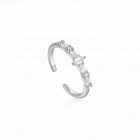 Silver Sparkle Multi Stone Band Ring R041-01H-W