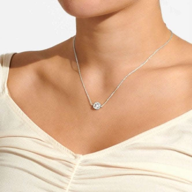 Solaria Zirconia Silver Plated 40cm   5cm Necklace 7169