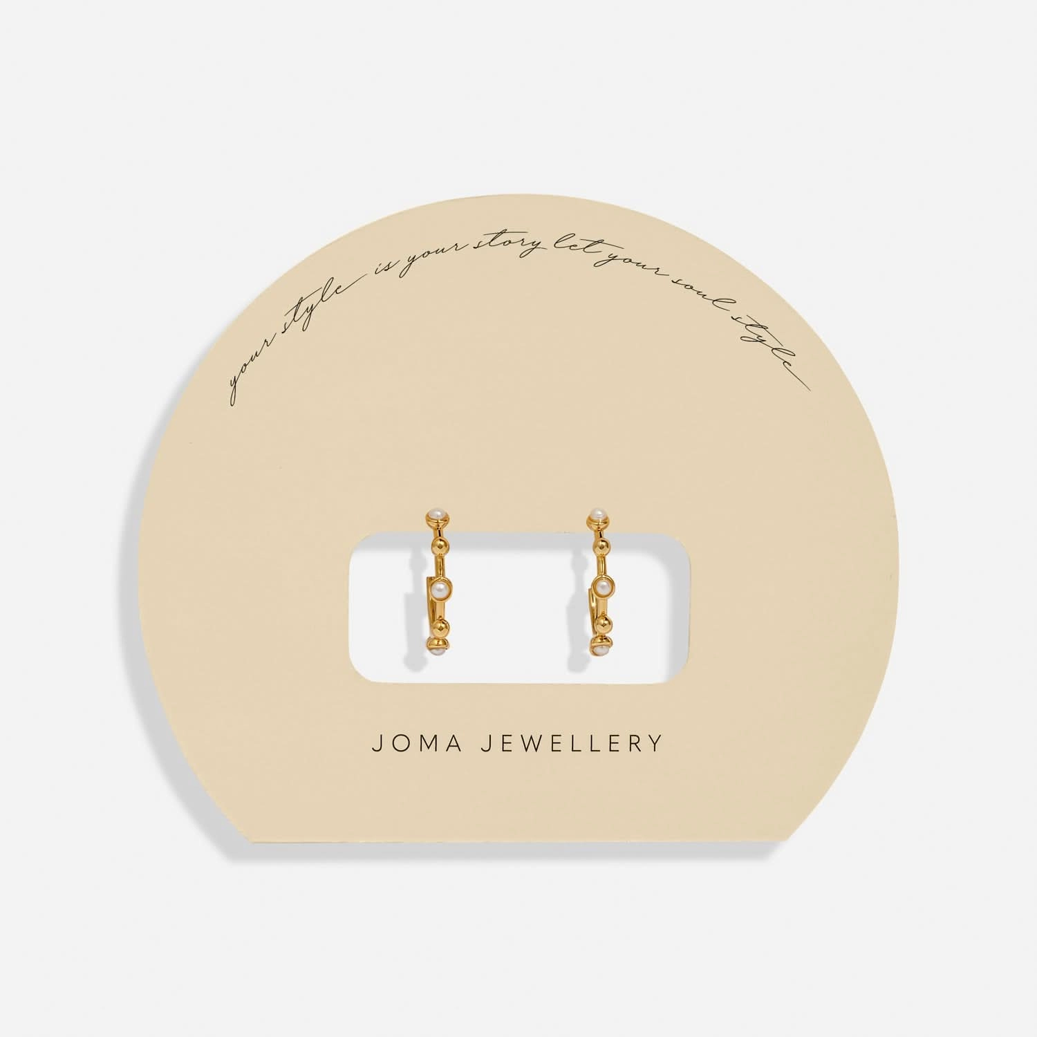 Soul Shine Beaded Pearl Gold Plated Hoop Earrings 8478