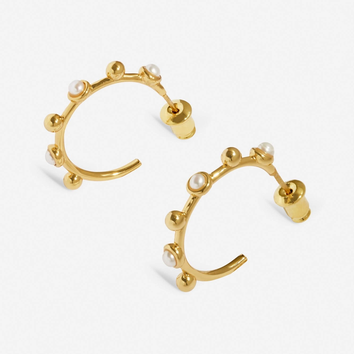 Soul Shine Beaded Pearl Gold Plated Hoop Earrings 8478