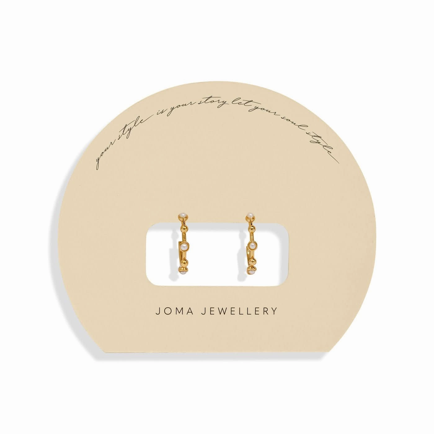 Soul Shine Beaded Pearl Gold Plated Hoop Earrings 8478