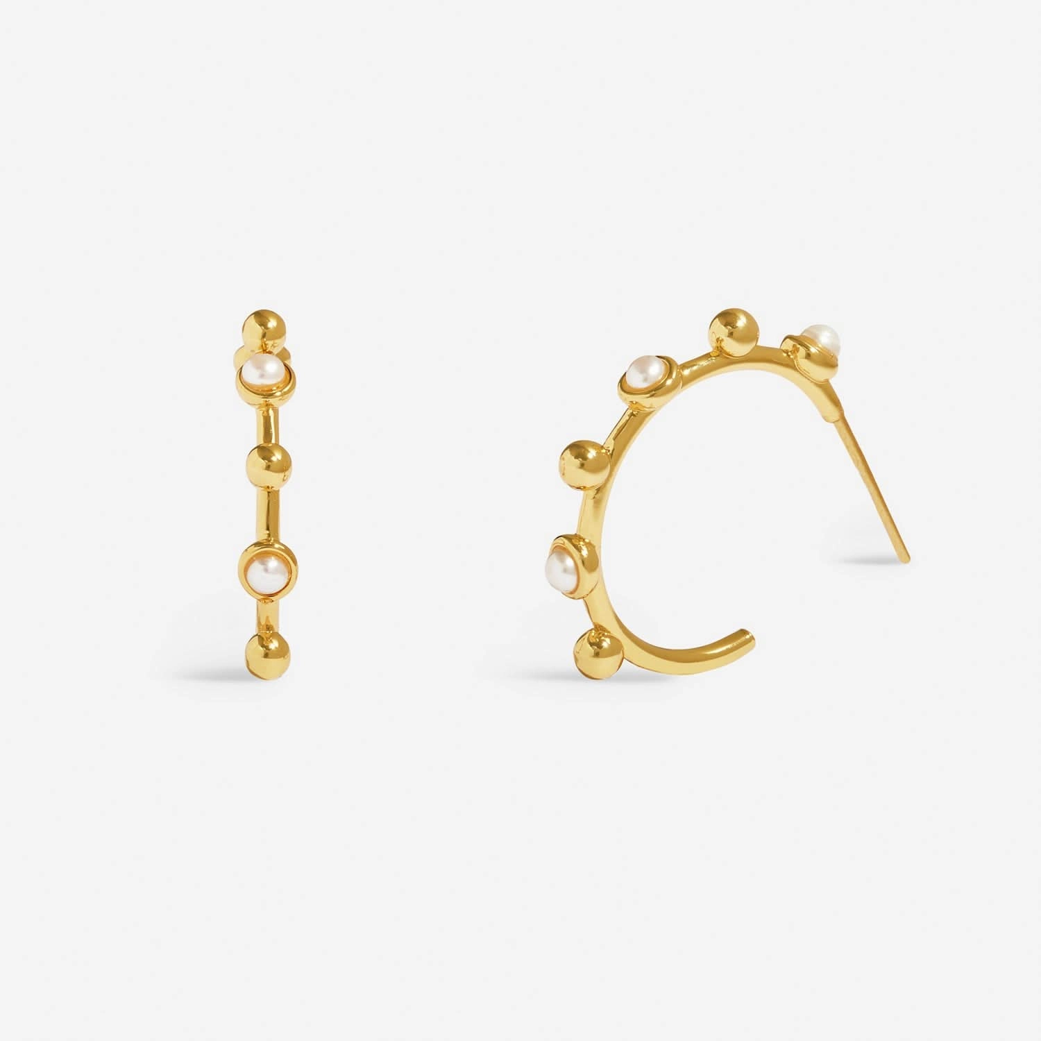 Soul Shine Beaded Pearl Gold Plated Hoop Earrings 8478