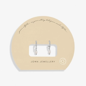 Soul Shine Pave Pearl Silver Plated Hoop Earrings 8475