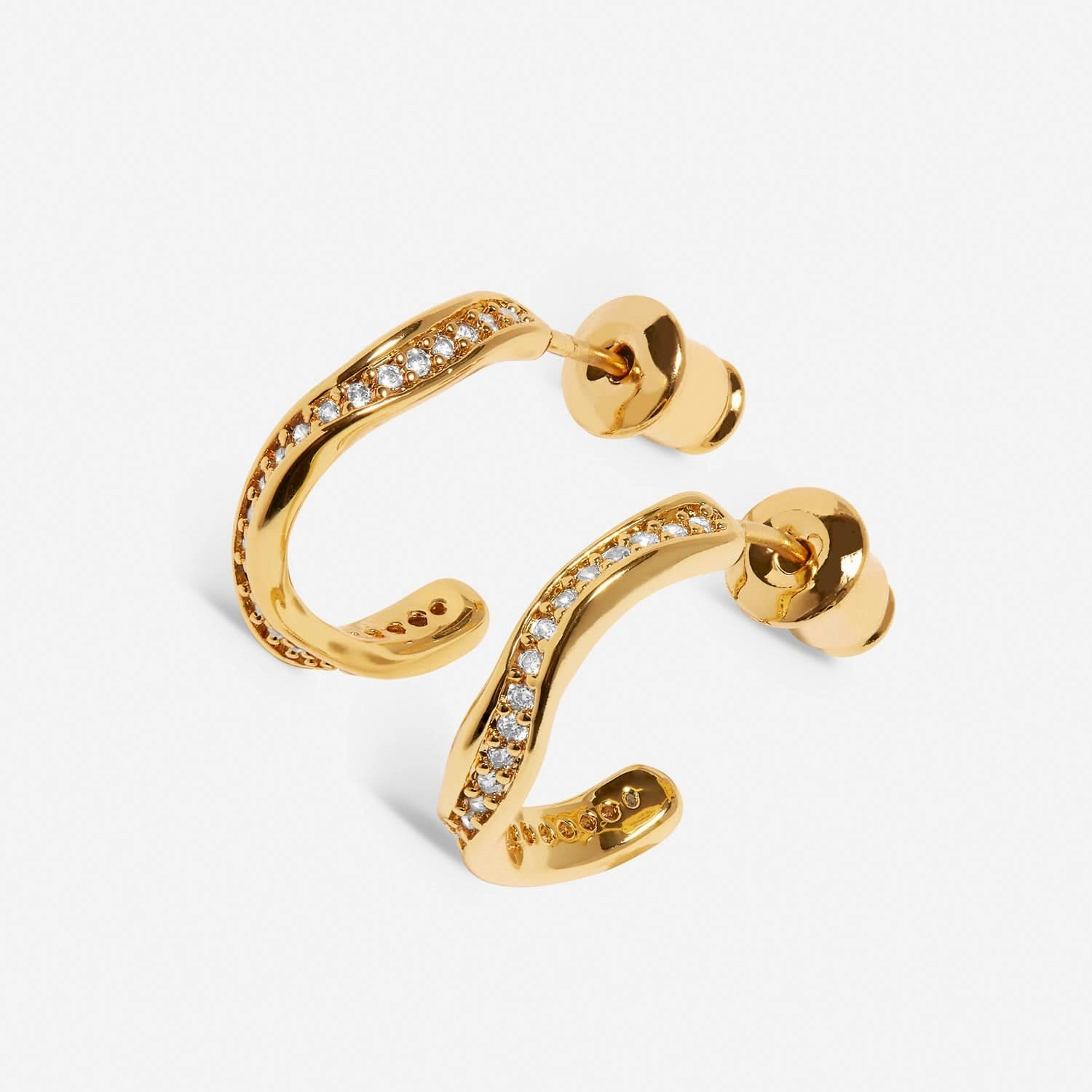 Soul Shine Pave Wave Hoop Gold Plated Earrings 7605