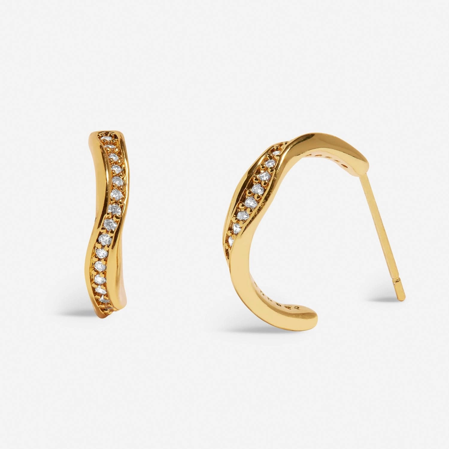 Soul Shine Pave Wave Hoop Gold Plated Earrings 7605