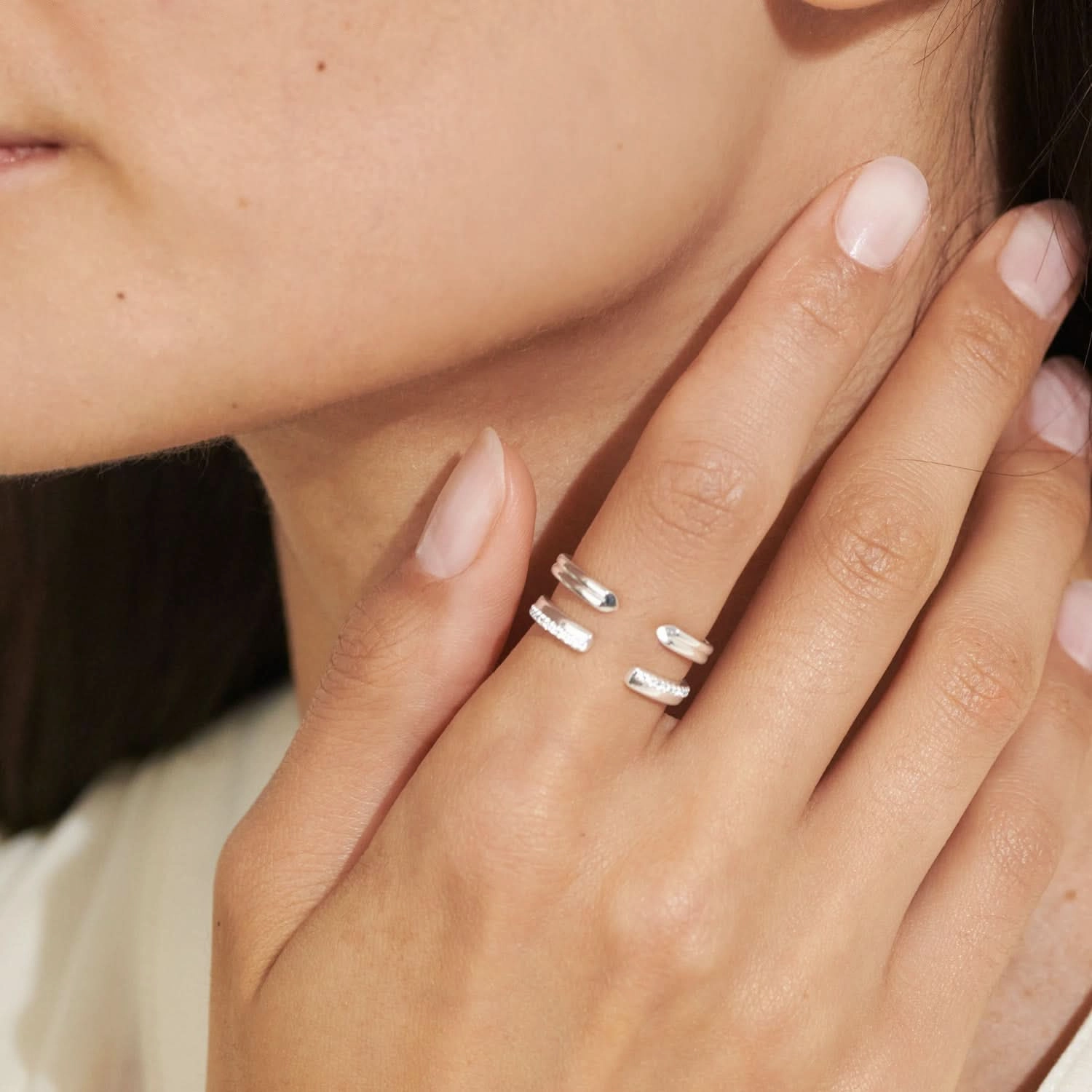 Soul Shine Ring Stack Zirconia Band Silver Plated Set of 2 RingsRings 8482