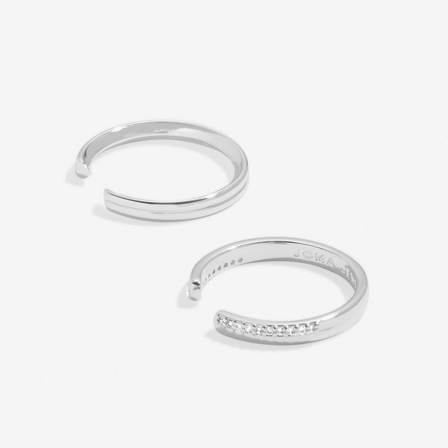 Soul Shine Ring Stack Zirconia Band Silver Plated Set of 2 RingsRings 8482