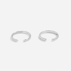 Soul Shine Ring Stack Zirconia Band Silver Plated Set of 2 RingsRings 8482