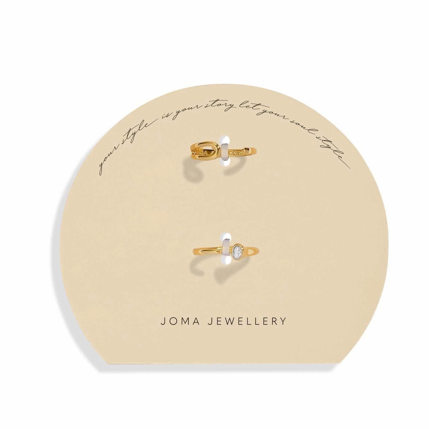 Soul Shine Ring Stack Zirconia Oval Gold Plated Set of 2 RingsRings 8484