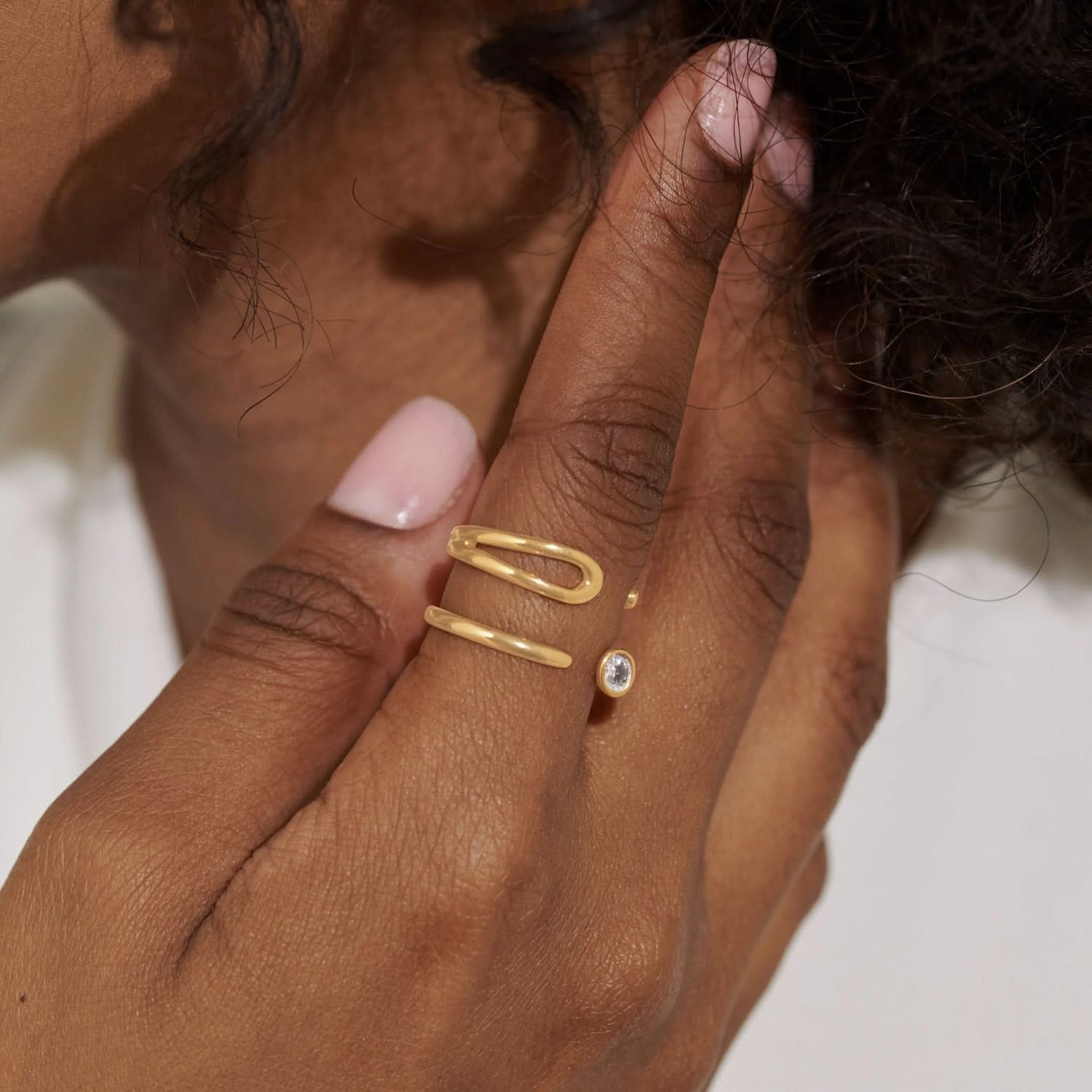 Soul Shine Ring Stack Zirconia Oval Gold Plated Set of 2 RingsRings 8484