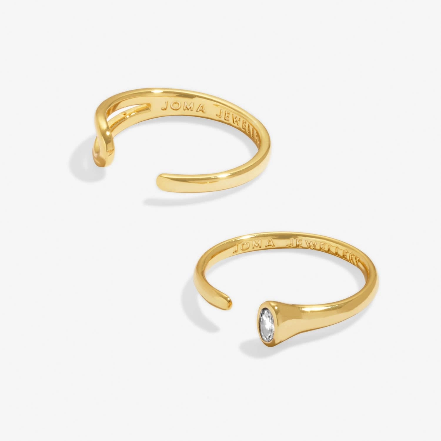 Soul Shine Ring Stack Zirconia Oval Gold Plated Set of 2 RingsRings 8484
