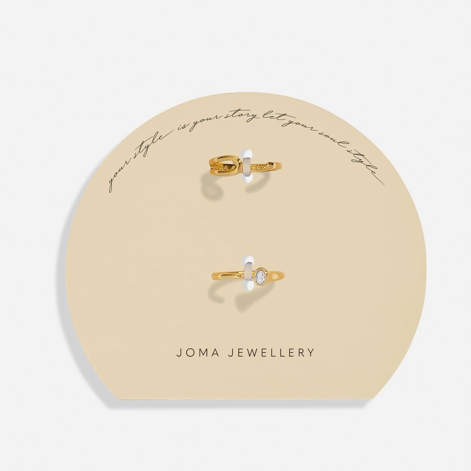 Soul Shine Ring Stack Zirconia Oval Gold Plated Set of 2 RingsRings 8484