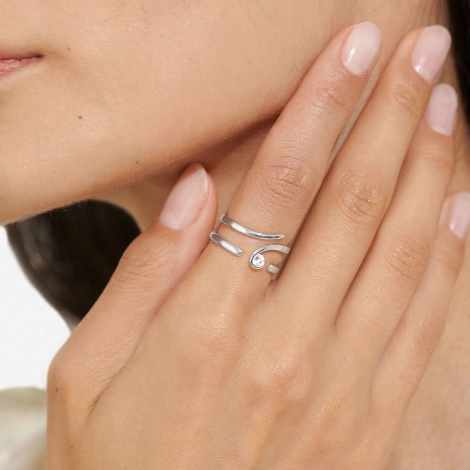 Soul Shine Ring Stack Zirconia Wave Silver Plated Set of 2 RingsRings 8481