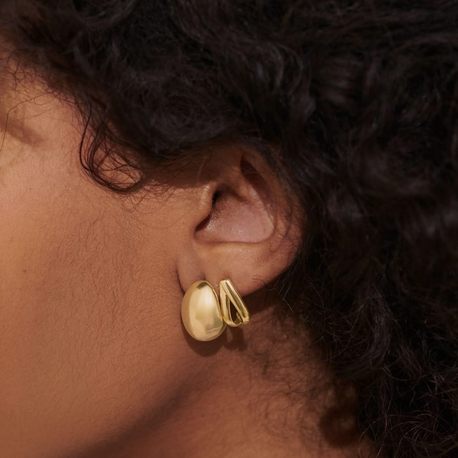 Soul Shine Stack Statement Gold Plated Set of 2 Hoop Earrings 8474