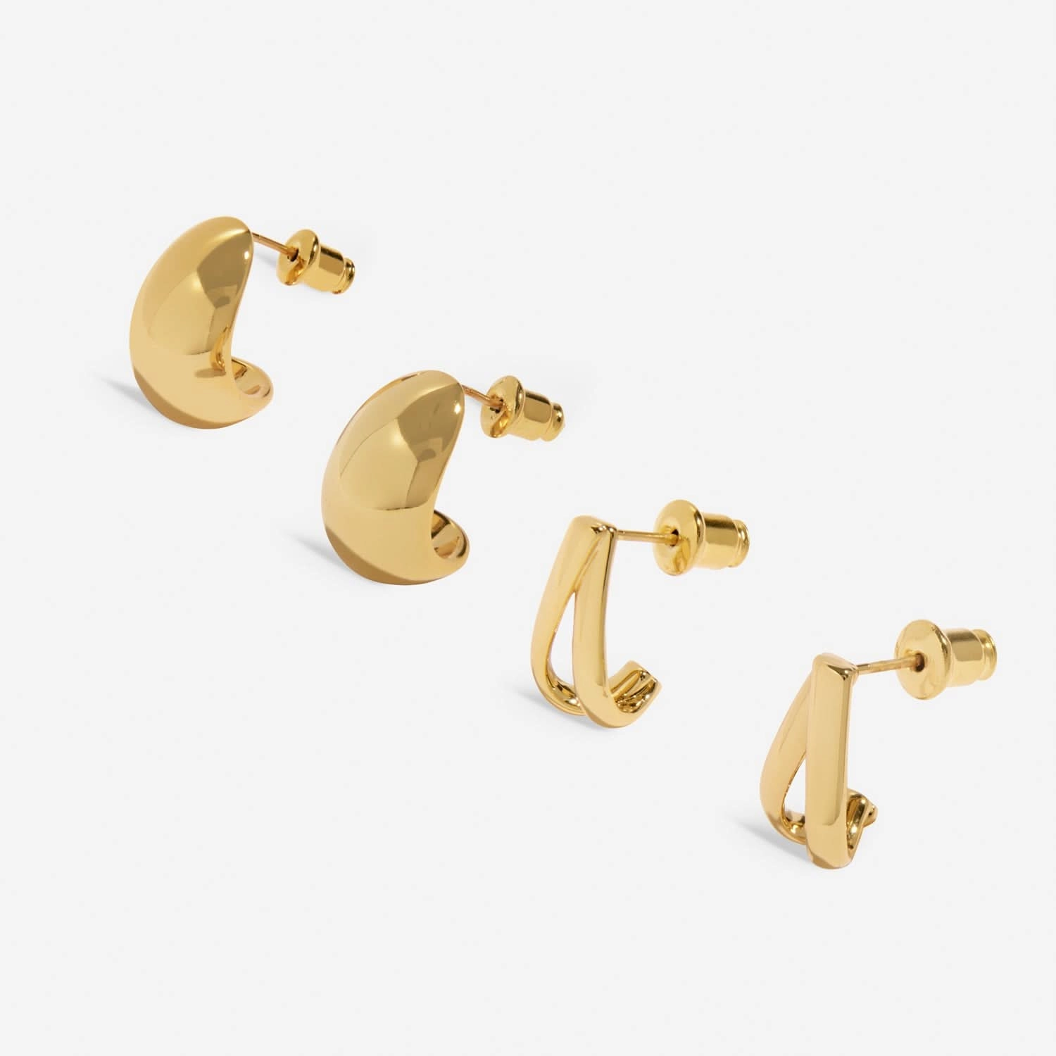 Soul Shine Stack Statement Gold Plated Set of 2 Hoop Earrings 8474