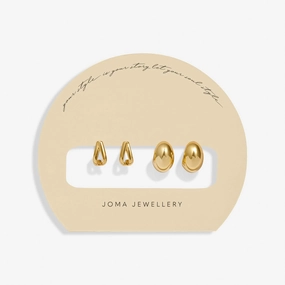 Soul Shine Stack Statement Gold Plated Set of 2 Hoop Earrings 8474