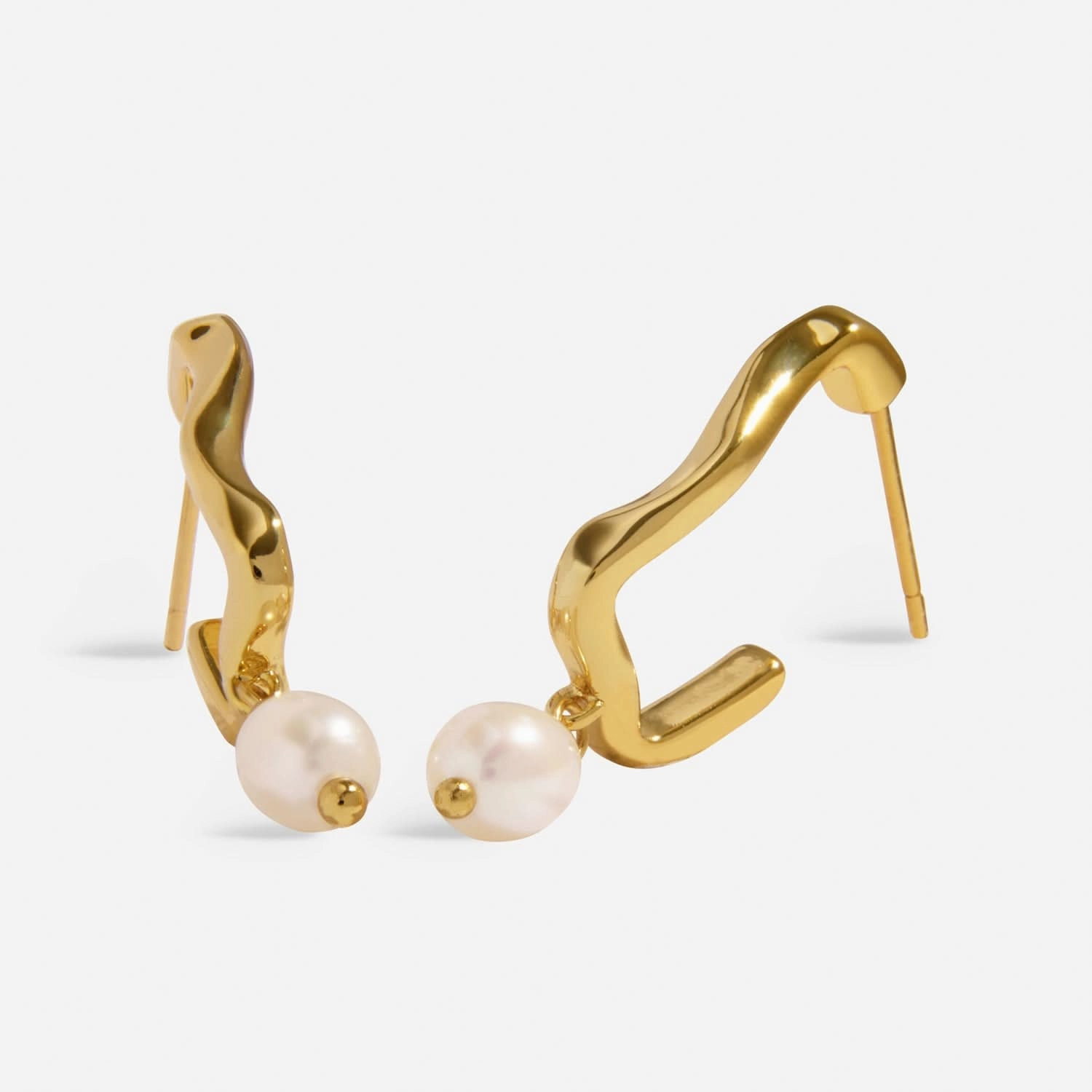 Soul Shine Stack Textured Pearl Gold Plated Set of 2 Hoop Earrings 8473