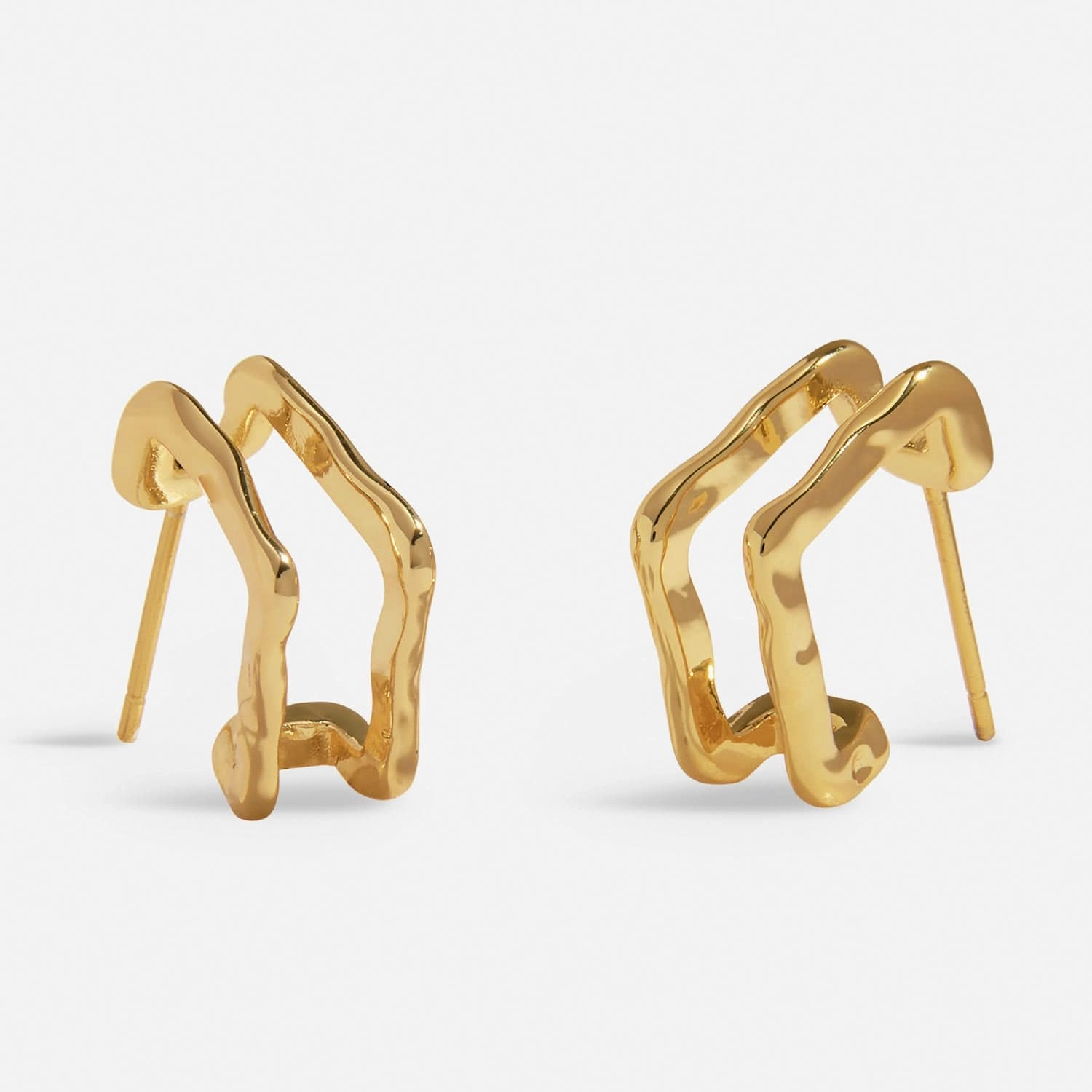 Soul Shine Stack Textured Pearl Gold Plated Set of 2 Hoop Earrings 8473